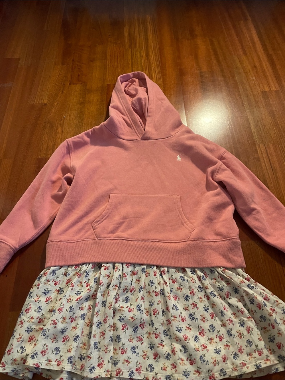 Polo by Ralph Lauren Pink Hoodie Dress with Floral Skirt